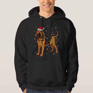 Bloodhound Dog Xmas Lighting Santa Hat Bloodhound  Hoodie