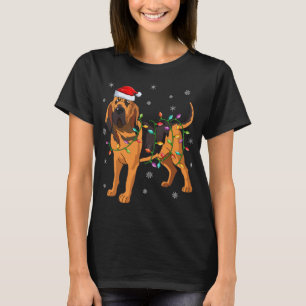 Bloodhound Dog Xmas Lighting Santa Hat Bloodhound  T-Shirt