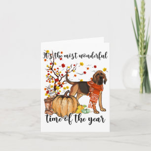 Bloodhound Fall Pumpkins Autumn Leaf Tree  Card