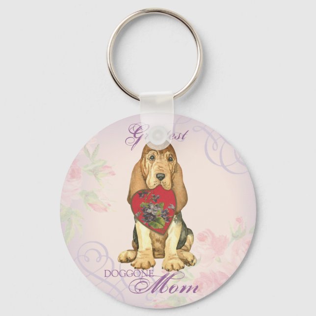Bloodhound Heart Mom Keychain (Front)