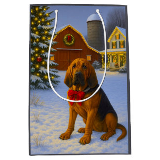 Bloodhound Holiday Card Medium Gift Bag
