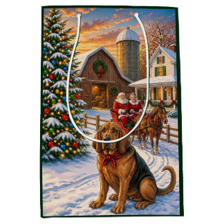 Bloodhound Holiday  Medium Gift Bag