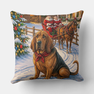 Bloodhound Holiday  Throw Pillow