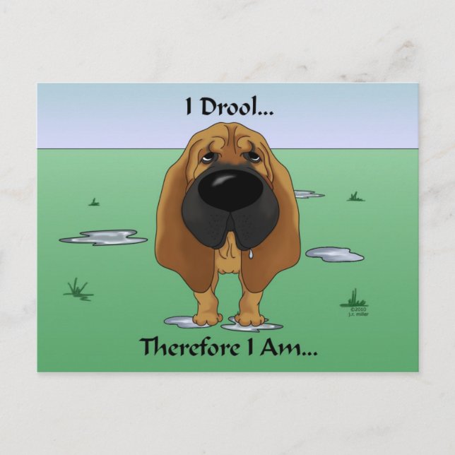 Bloodhound - I Drool...Therefore I Am.. Postcard (Front)