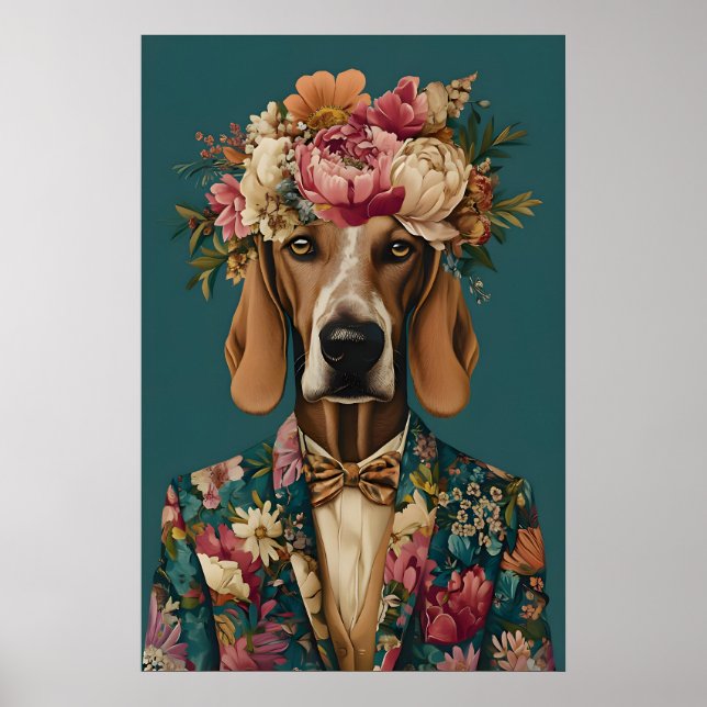 Bloodhound In Suit Poster, Bloodhound Portrait Poster (Front)