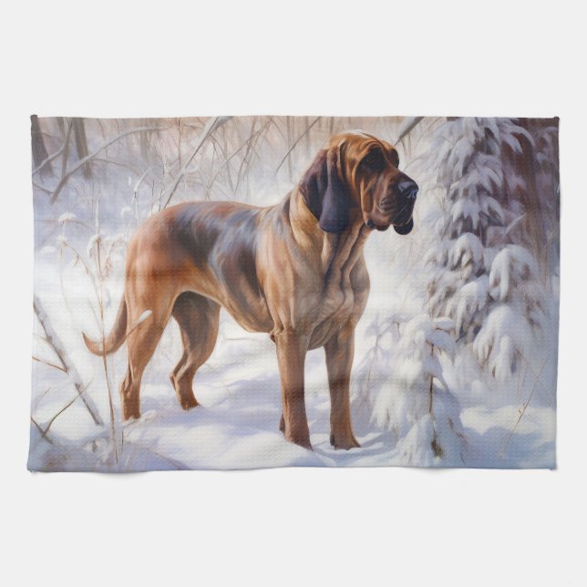 Bloodhound Let It Snow Christmas Kitchen Towel (Horizontal)