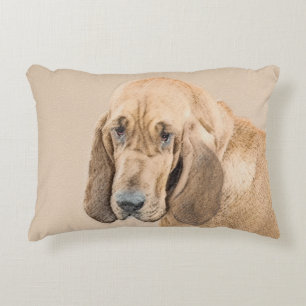 Bloodhound Painting - Cute Original Dog Art Accent Pillow