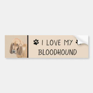 Bloodhound Painting - Cute Original Dog Art Bumper Sticker