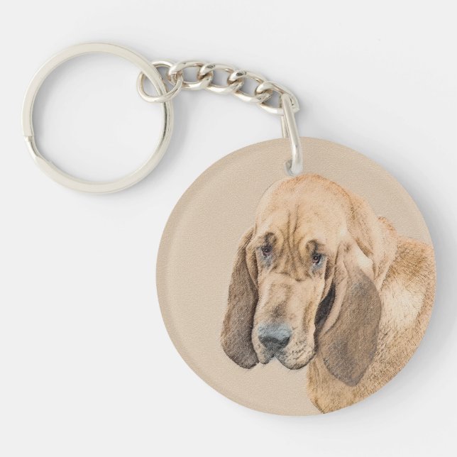Bloodhound Painting - Cute Original Dog Art Keychain (Front)