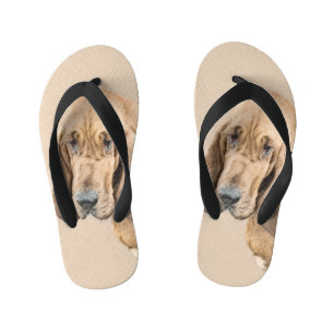 Bloodhound Painting - Cute Original Dog Art Kid's Flip Flops