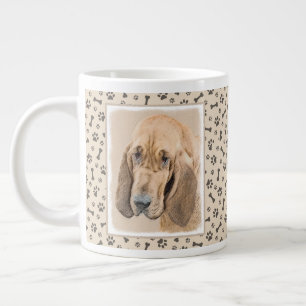 Bloodhound Painting - Cute Original Dog Art Large Coffee Mug