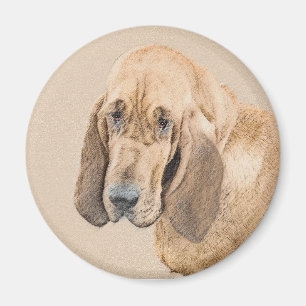 Bloodhound Painting - Cute Original Dog Art Magnet