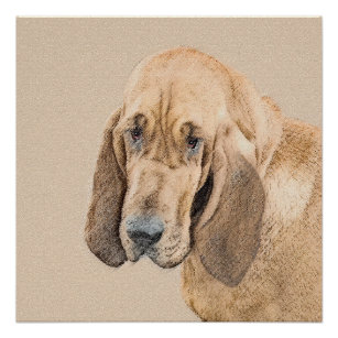 Bloodhound Painting - Cute Original Dog Art Poster