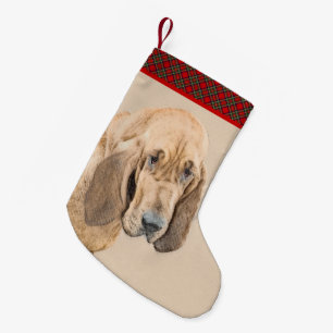 Bloodhound Painting - Cute Original Dog Art Small Christmas Stocking
