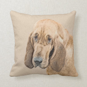 Bloodhound Painting - Cute Original Dog Art Throw Pillow