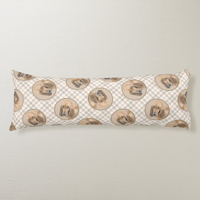 Bloodhound Painting Red Cute Scent Hound Dog Art Body Pillow (Front)