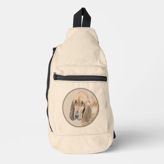 Bloodhound Painting Red Cute Scent Hound Dog Art Sling Bag (Front)