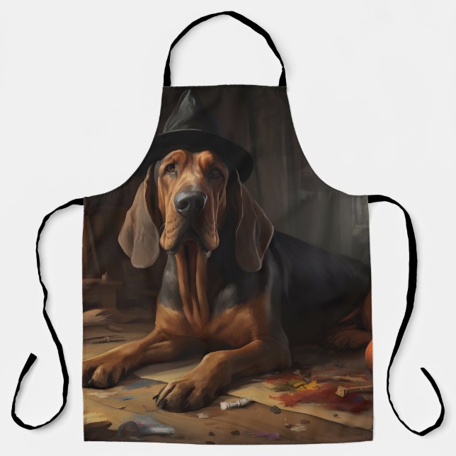 Bloodhound Pumpkins Halloween Scary  Apron (Front)