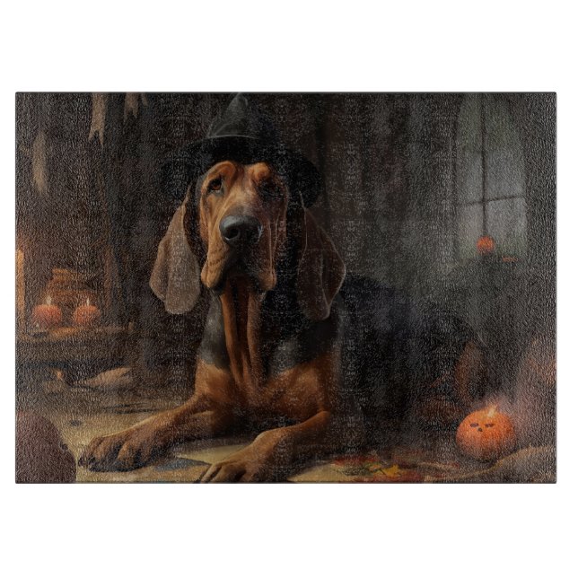 Bloodhound Pumpkins Halloween Scary  Cutting Board (Front)