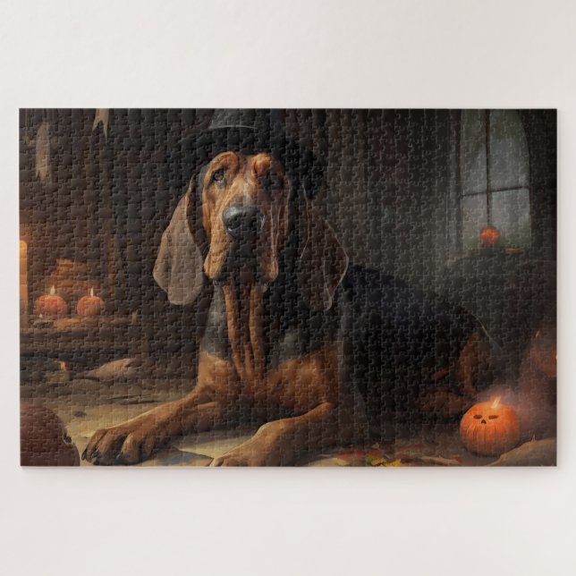 Bloodhound Pumpkins Halloween Scary  Jigsaw Puzzle (Horizontal)