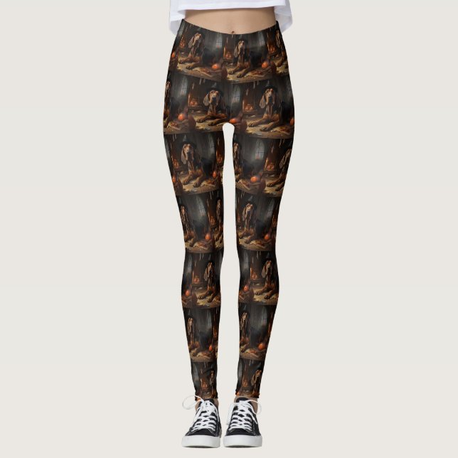 Bloodhound Pumpkins Halloween Scary  Leggings (Front)
