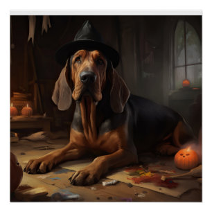 Bloodhound Pumpkins Halloween Scary  Poster