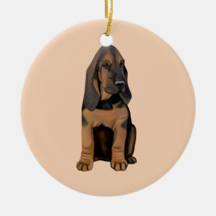 Bloodhound Puppy Ceramic Ornament