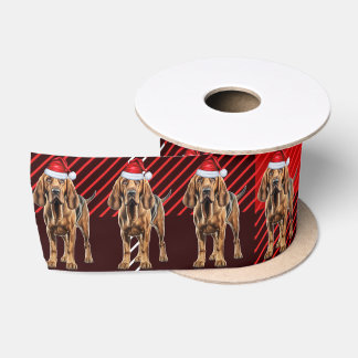 Bloodhound Red Holiday Plaid Funny Dog Christmas Satin Ribbon
