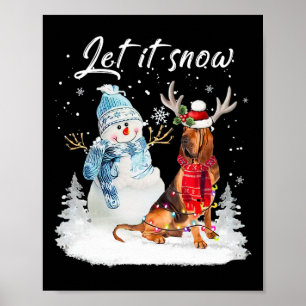 Bloodhound Santa Dog Christmas Snowman Xmas Pajama Poster