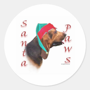 Bloodhound Santa Paws Classic Round Sticker