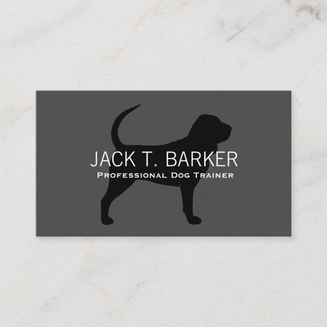 Bloodhound Silhouette Black on Grey Business Card (Front)