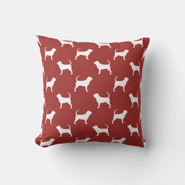 Bloodhound Silhouettes Pattern Throw Pillow (Front)