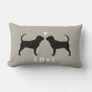 Bloodhound Silhouettes with Heart and Text Lumbar Pillow