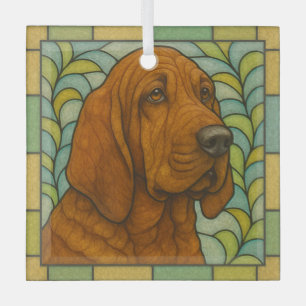 Bloodhound "Stained Glass"  Glass Ornament