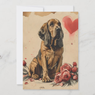 Bloodhound vintage Valentine's Day  Holiday Card