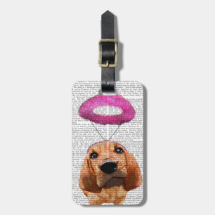 Bloodhound With Angelic Pink Halo Luggage Tag