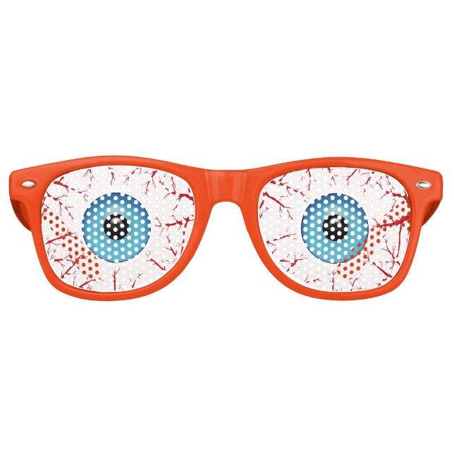Bloodshot Blue Eyeballs Halloween Retro Sunglasses (Front)