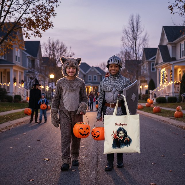 Bloodthirsty Vampire Couple Gothic Black Red Tote Bag (Creator Uploaded)