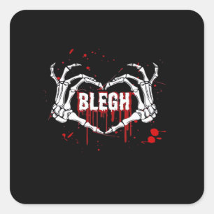 Bloody Breakdown, Skeleton Heart Hands Emo, Metalc Square Sticker