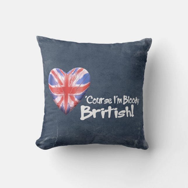 Bloody British Throw Pillow (Front)