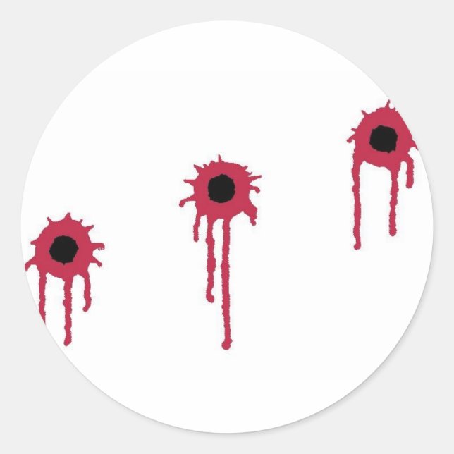 BLOODY BULLET HOLES CLASSIC ROUND STICKER (Front)