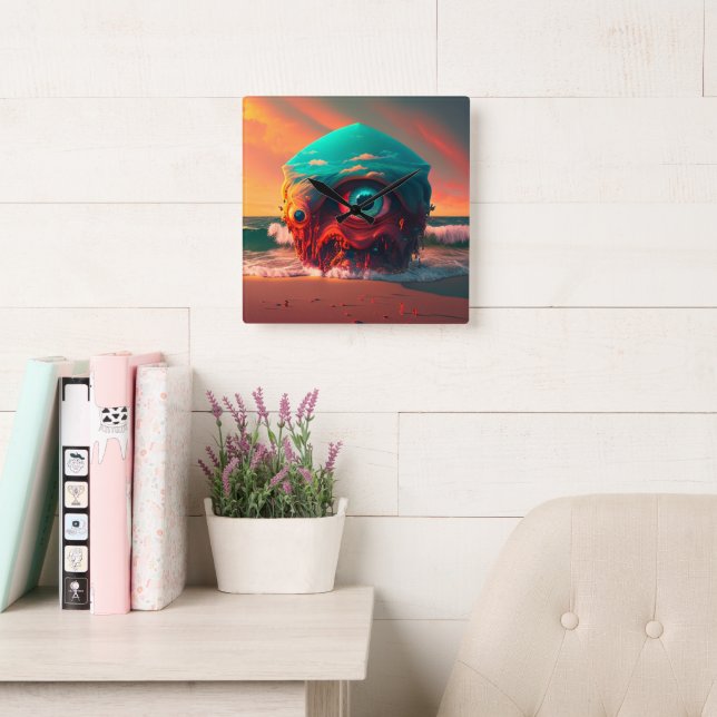 Bloody Eyes Square Wall Clock (Reading Room)
