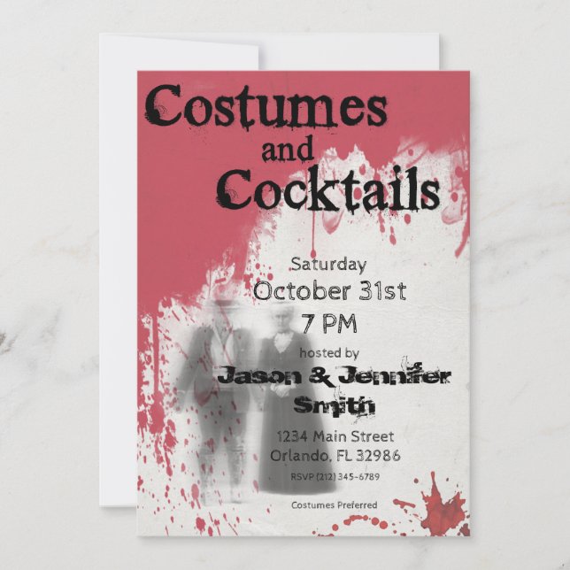 Bloody Ghost Adult Halloween Party Invitation (Front)