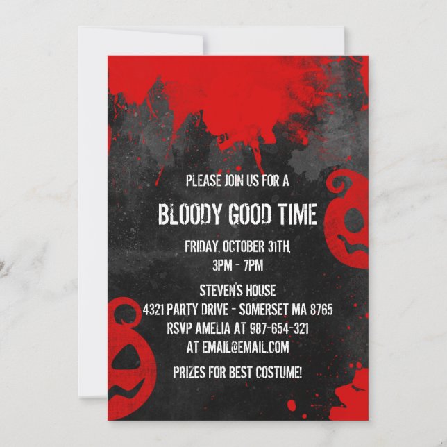 Bloody Good Time Creepy Halloween Party Invitation (Front)