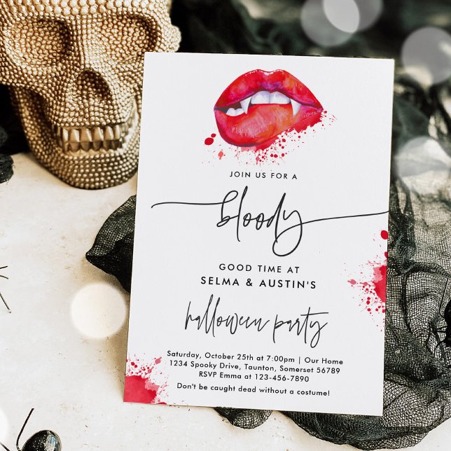 Bloody Good Time Halloween Vampire Soiree Party Invitation (Creator Uploaded)