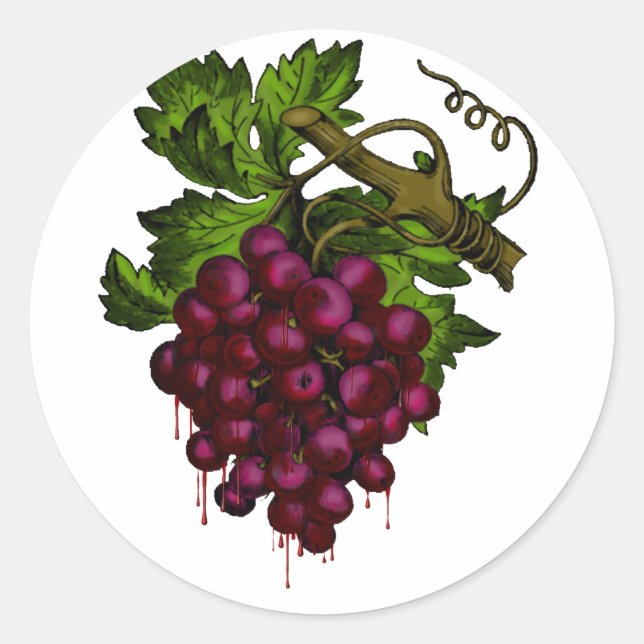 Bloody Grape Vine Goth Fruit Horror Art Classic Round Sticker (Front)