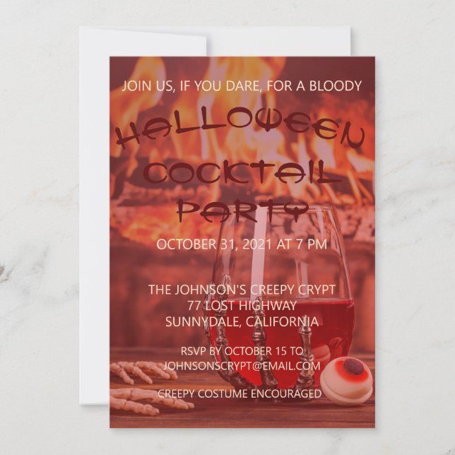 Bloody Halloween Cocktail Party Invitation (Front)