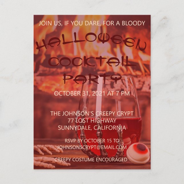 Bloody Halloween Cocktail Party Invitation Postcard (Front)
