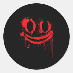 Bloody Halloween Costume I Blood Splatter Smile Classic Round Sticker