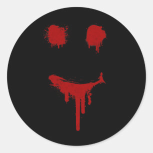 Bloody Halloween Costume I Blood Splatter Smile Classic Round Sticker